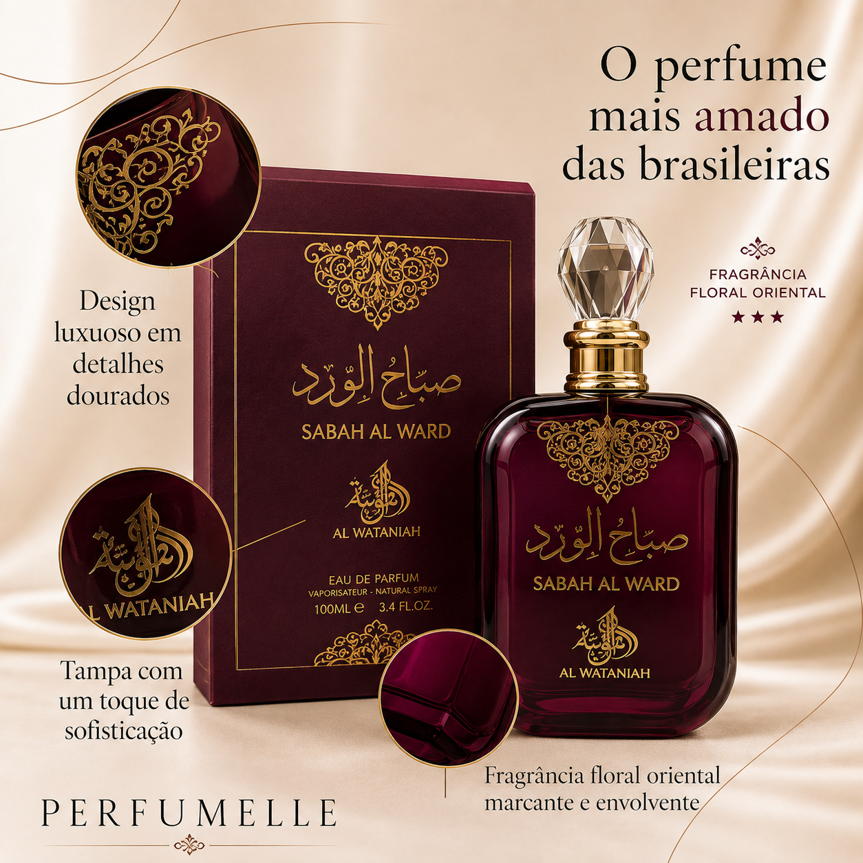 PROMOÇÃO COMPRE 1 LEVE 2 - Sabah al ward 100ML + Creme hidratante Sabah al ward 200gr - Queima de Estoque🔥