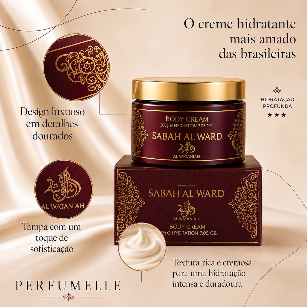PROMOÇÃO COMPRE 1 LEVE 2 - Sabah al ward 100ML + Creme hidratante Sabah al ward 200gr - Queima de Estoque🔥